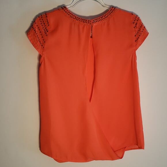 HARPER BRIGHT ORANGE TOP W/ BEADING SZ S - Picture 3 of 7